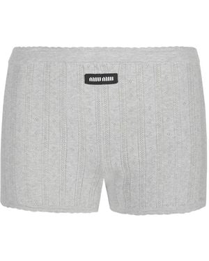 Miu Miu Gerippte Shorts - Grau