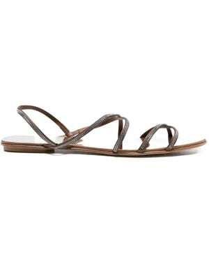 Pedro Garcia Esme Crystal-Embellished-Strap Sandals - White