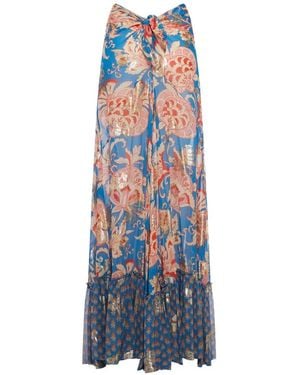 Etro フローラル ラッフルスカート - ブルー