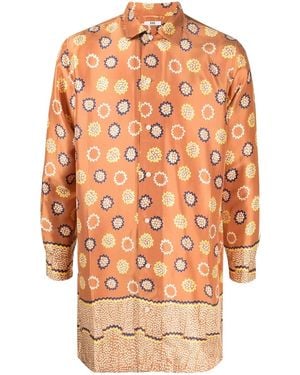 Bode All-Over Graphic Print Silk Shirt - Orange