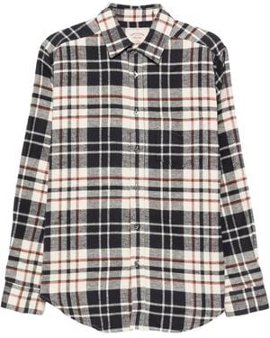Portuguese Flannel Check-Pattern Cotton Shirt - White