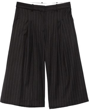 Psophia Pinstripe Pleated Shorts - Black