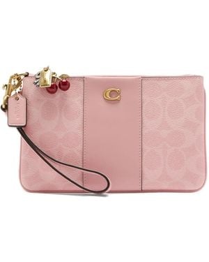 COACH Logo-Plaque Monogram Clutch Bag - Pink