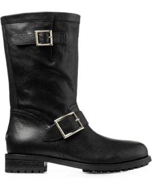 Jimmy Choo Biker Mid Leather Ankle Boots - Black