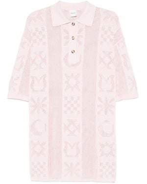 Nanushka Polo-Neck Patterned Shirt Dress - Pink