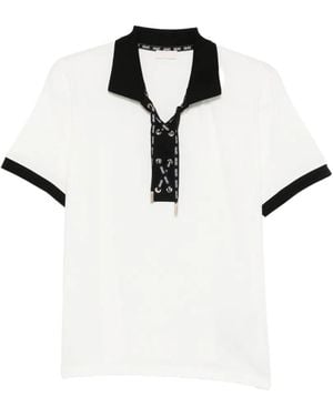 Liu Jo Lace-Up Polo Top - White