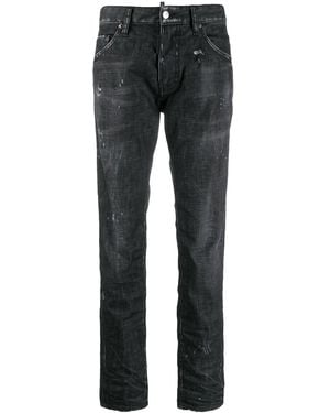 DSquared² Distressed Straight Leg Jeans - Gray