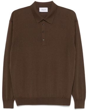 D4.0 Fein Gestricktes Poloshirt - Braun
