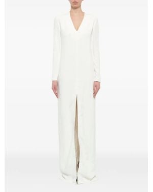 Lanvin V-Neck Front-Slit Maxi Dress - White