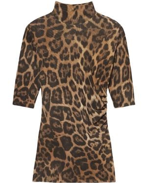 Stella McCartney Leopard High-Neck Top - Brown