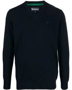 Barbour Essential V-Neck Wool Sweater - Blue