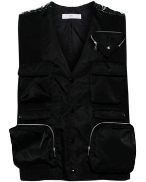 Toga Multi-Pocket Padded Gilet - Black