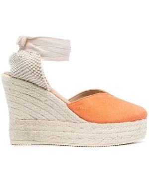 Manebí Contrast-Panel Espadrille Wedges - Natural