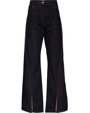 Ferragamo Front-Slit Wide-Leg Jeans - Blue