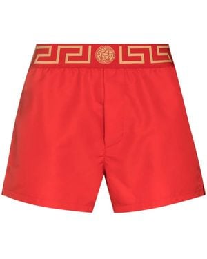 Versace Greca Border Swim Shorts - Red