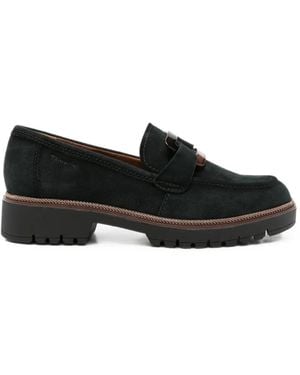 Tamaris Suede Chunky-Sole Loafers - Black