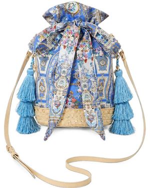 CAMILLA Ottoman Opulence Tassel-Detail Bucket Bag - Blue