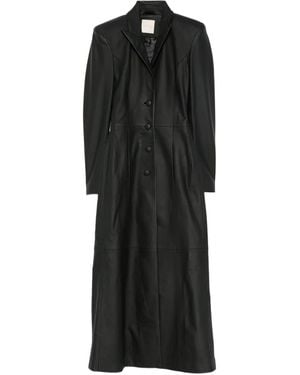 Vestiaire d'un Oiseau Libre レザーマキシコート - ブラック