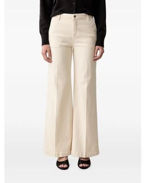 ViCOLO Logo-Patch Flared Jeans - Natural