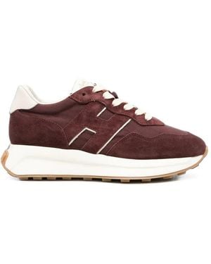Hogan H641 Suede-Panelled Trainers - Brown