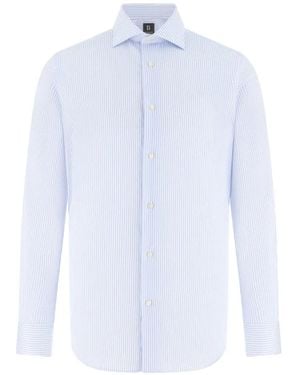 BOGGI Regular Fit Striped Cotton Shirt - White