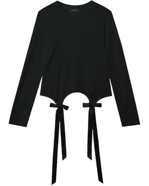 Simone Rocha Bow Tail Easy Bow-Detail Cut-Out Long-Sleeve T-Shirt - Black