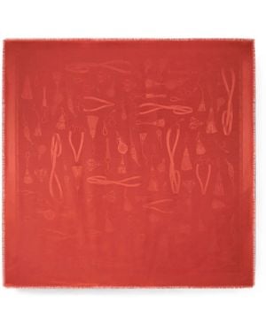 Etro Silk And Wool Jacquard Shawl With Tone-On-Tone Charm Motif - Red