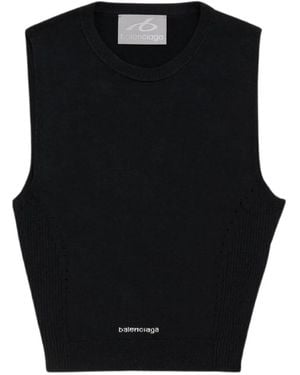 Balenciaga Techwear Cropped Tank Top - Black