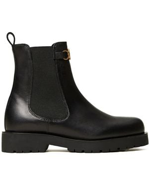 Twinset Oval T Leather Chelsea Boots - Black