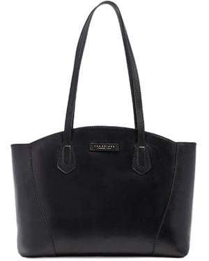 The Bridge Magda Logo-Patch Leather Shoulder Bag - Black