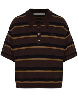 Gestuz Striped Short-Sleeve Polo Shirt - Black