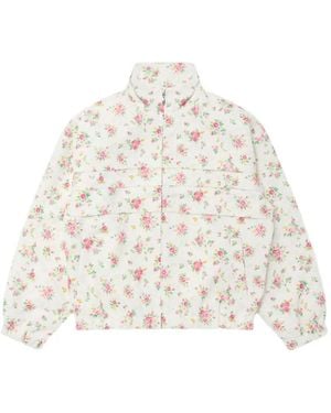 ShuShu/Tong Floral-Print Pleated Bomber Jacket - White