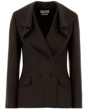 McQueen Ruffled Double-Breasted Blazer - Black