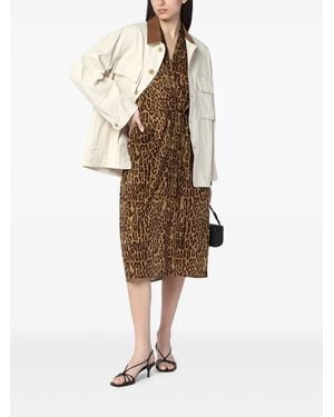 6397 Vestido Midi Con Estampado De Leopardo - Neutro