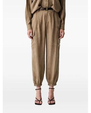 ViCOLO Elasticated-Ankle Cargo Trousers - Natural