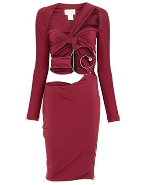MITILIANE COUTURE Cut Out-Detail Pierced Midi Dress - Red