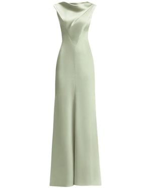 Gemy Maalouf Draped V-Bodice Maxi Dress - Green