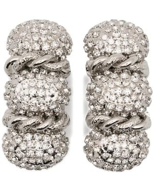 Alessandra Rich Twisted Embellished Bijoux Earrings - White