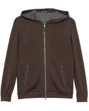 Brunello Cucinelli Zip-Fastening Long-Sleeve Hoodie - Brown