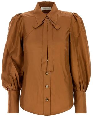 Zimmermann Camicia Con Maniche A Palloncino - Marrone