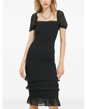 Abercrombie & Fitch Square-Neck Midi Dress - Black