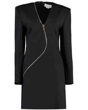Genny Zip V-Neck Mini Dress - Black