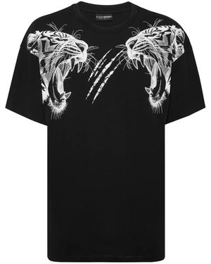 Philipp Plein Tiger-Head Round-Neck T-Shirt - Black