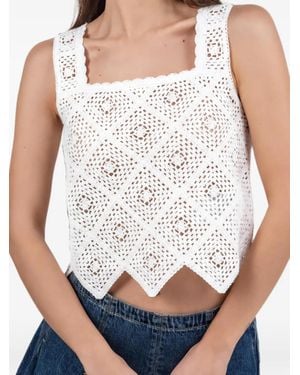 Marella Crochet-Knit Scallop-Edge Top - White