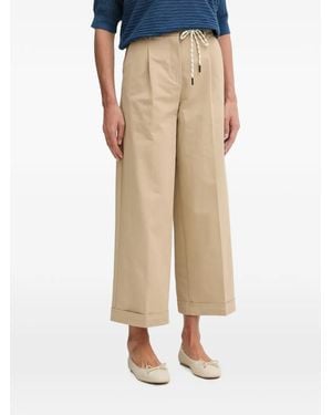 Benetton Pantalon Plissé À Taille Ceinturée - Natural