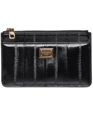 Dolce & Gabbana Logo-Plaque Paneled Card Holder - Black