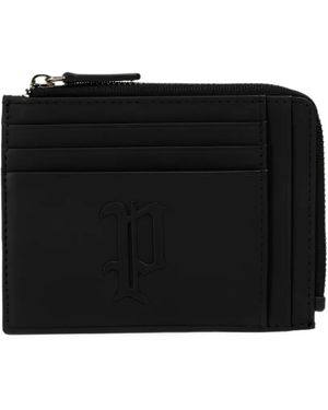 Police Logo-Debossed Leather Cardholder - Black