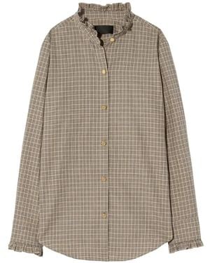 Nili Lotan Ruffled Check Shirt - Natural