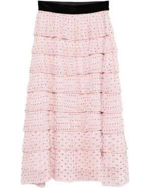 Styland Gestufter Rock mit Polka Dots - Pink