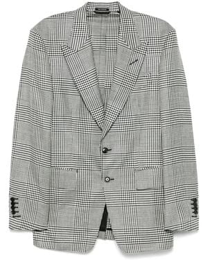 Tom Ford Prince Of Wales-Pattern Blazer - Gray